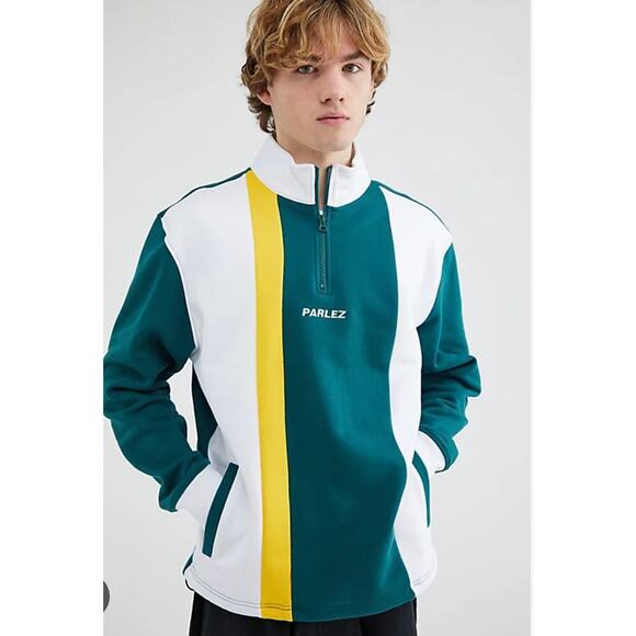 NWT Parlez Bellevue Quarter Zip Block Color Streetwear Unisex MSRP $199 - Picture 1 of 8